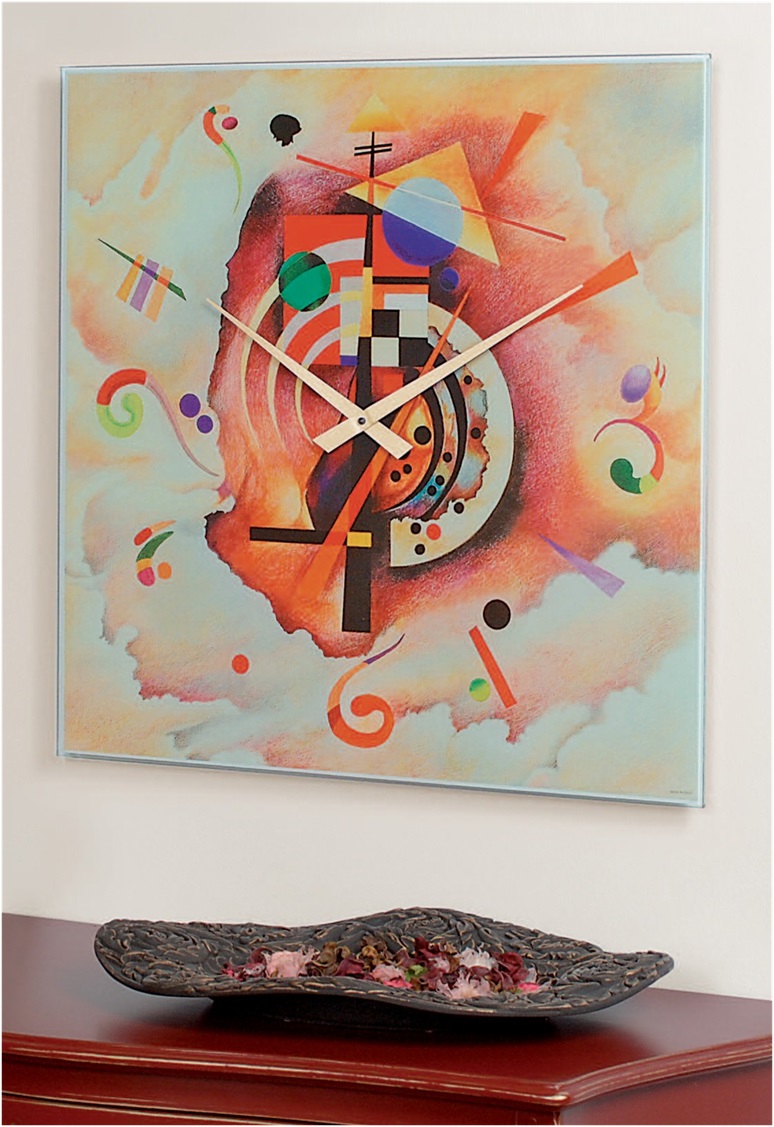 意大利玻璃掛鐘059“Kandinsky”，鋼化玻璃鐘盤